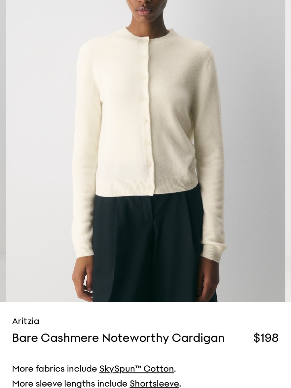 Aritzia Bare Cashmere Noteworthy Cardigan - cream